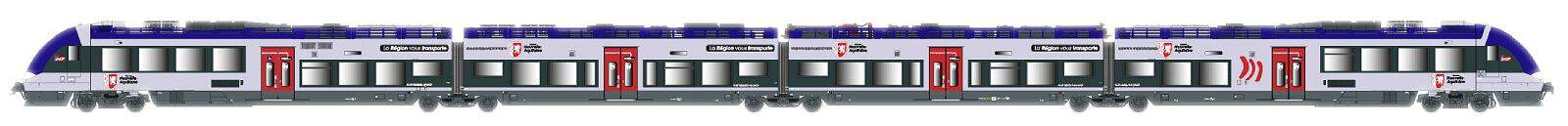 LS Models LS10896 - H0 - 4-tlg. Triebzug AGC 4 Nouvelle-Aquitaine, SNCF, Ep. VI - AC